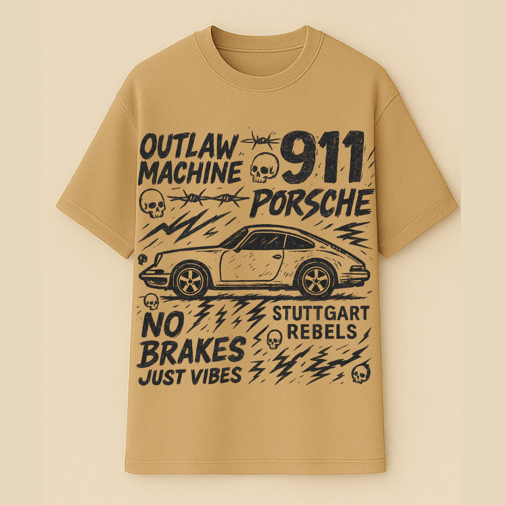 "No Brakes, Just Vibes” – Porsche 911 Oversized Tee