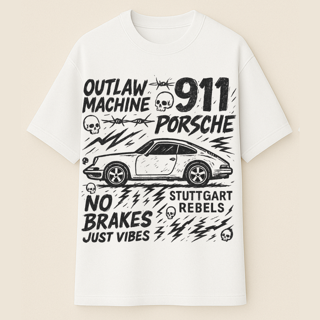 "No Brakes, Just Vibes” – Porsche 911 Oversized Tee