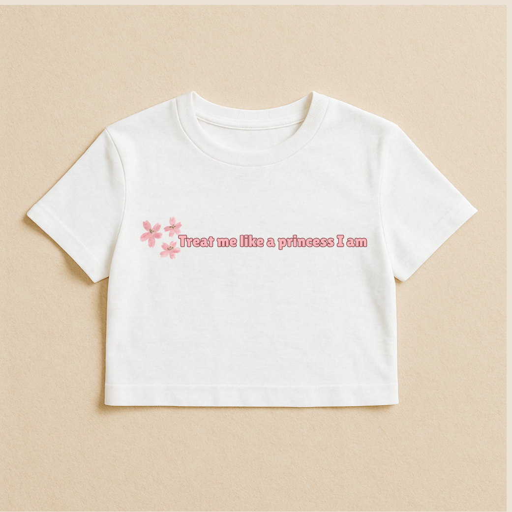 Treat Me Like the Princess I Am – Floral Crop Tee