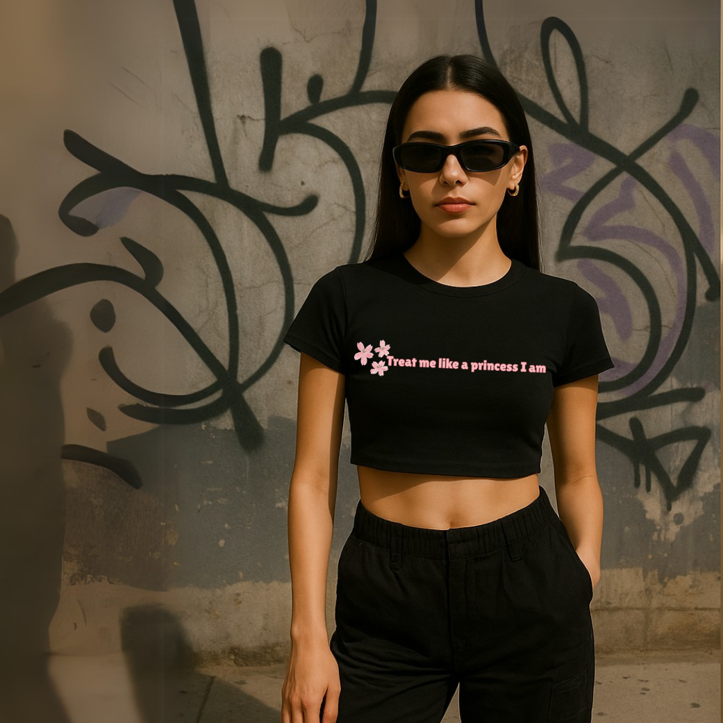 Treat Me Like the Princess I Am – Floral Crop Tee