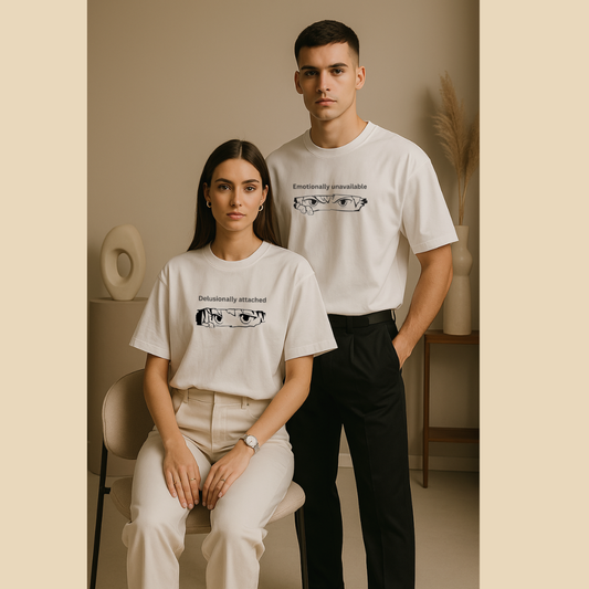 “Delusional & Detached” Duo Drop | Oversized tee | Set of 2