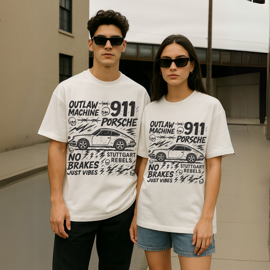 "No Brakes, Just Vibes” – Porsche 911 Oversized Tee