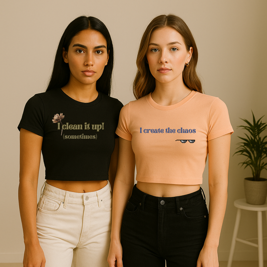 Chaos & Cleanup – Matching Crop Tops (Set of 2)