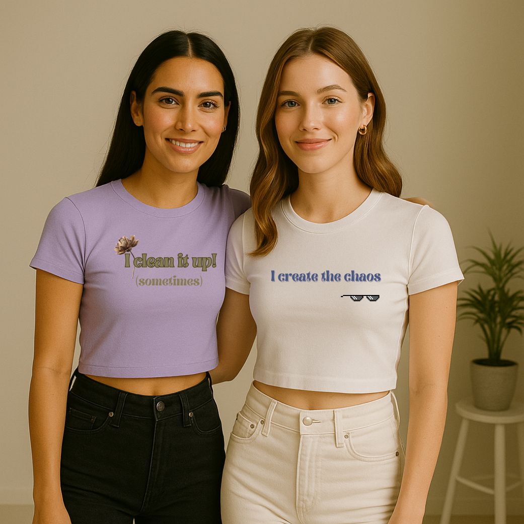 Chaos & Cleanup – Matching Crop Tops (Set of 2)