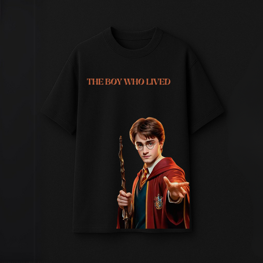 "The Boy Who Lived" – Harry-Inspired Unisex Oversized Tee