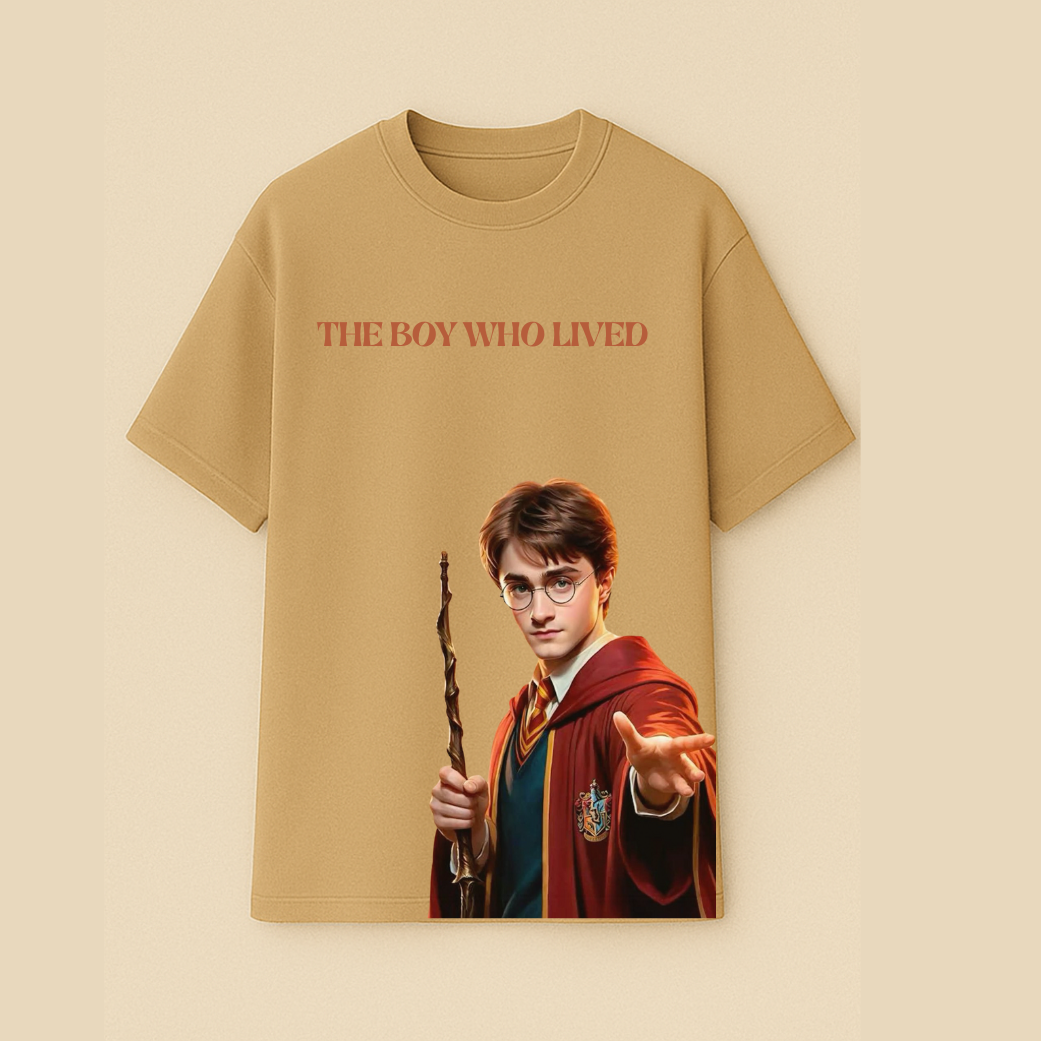 "The Boy Who Lived" – Harry-Inspired Unisex Oversized Tee