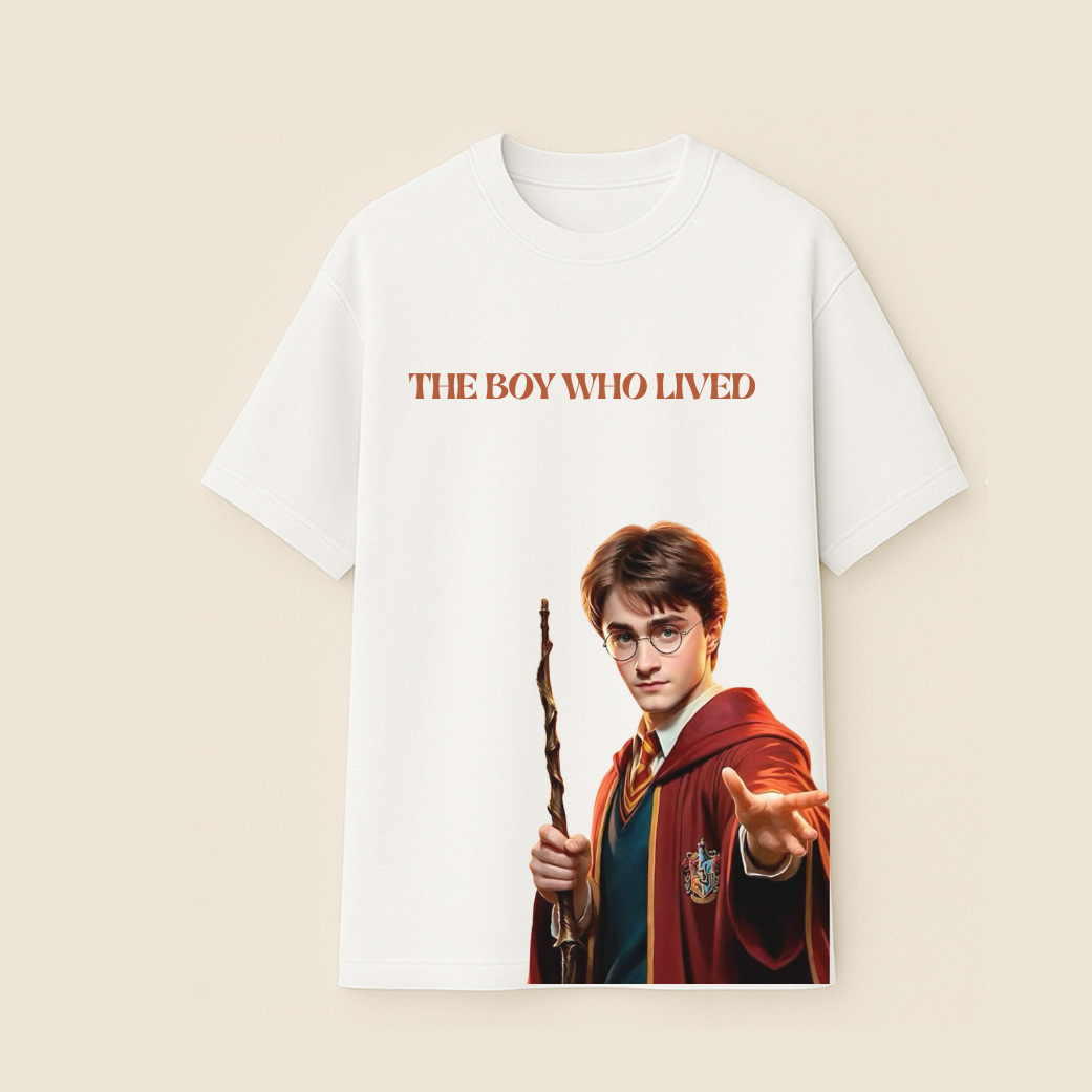 "The Boy Who Lived" – Harry-Inspired Unisex Oversized Tee