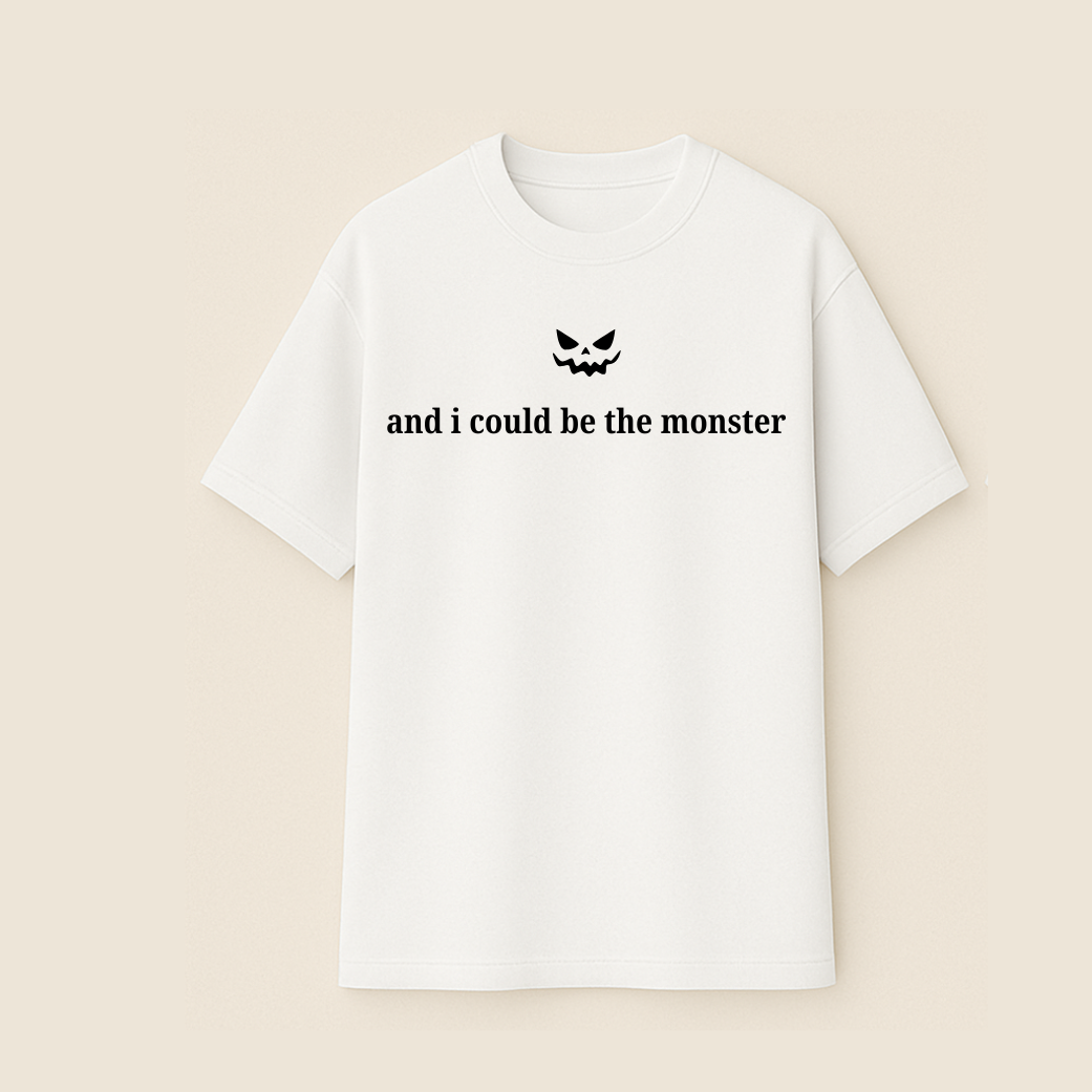 “Beauty x Monster” – Couple Quote Oversized Tees